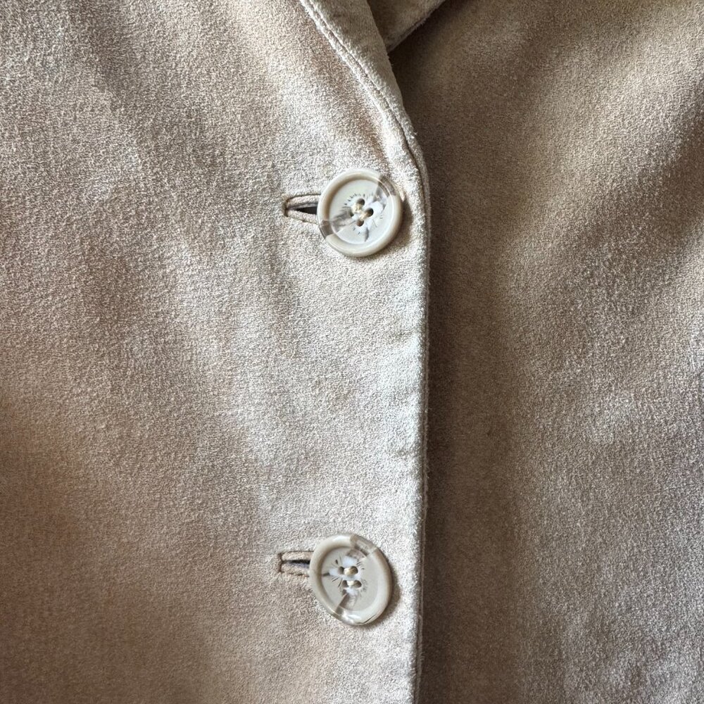 Dennis Basso Vintage Tan Suede Coat Ethically Made in USA Y2K Tailored Fit XS - Picture 11 of 16
